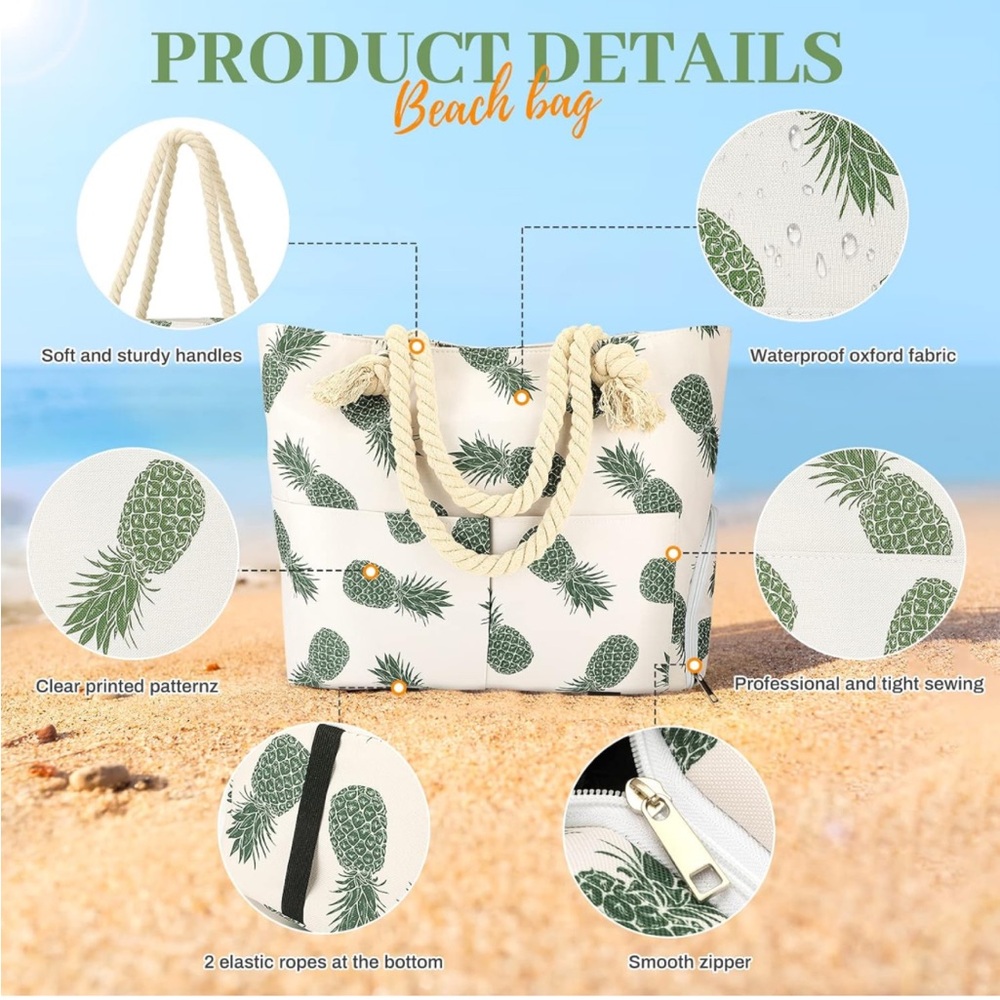 Adorable Pineapple Beach Bag -Euc - image 4